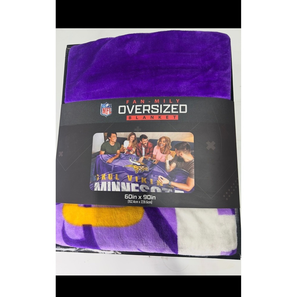 NFL Minnesota Vikings Fan-Mily Oversized Blanket 60x90 Purple Skol Vikings Plush